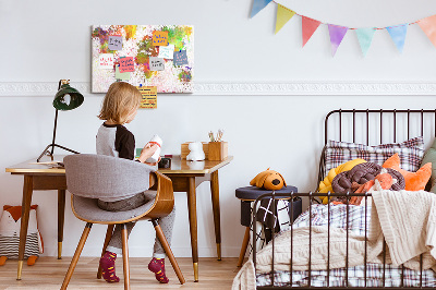 Quadro em cortiça Mapa-múndi em aquarela