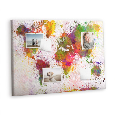 Quadro em cortiça Mapa-múndi em aquarela