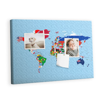 Quadro de aviso de cortiça Mapa de bandeiras
