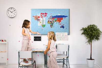Quadro de aviso de cortiça Mapa de bandeiras