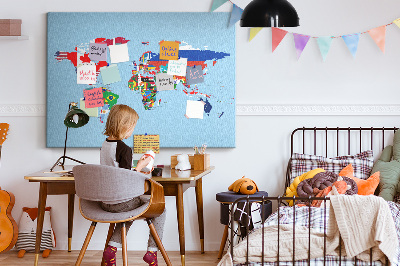 Quadro de aviso de cortiça Mapa de bandeiras