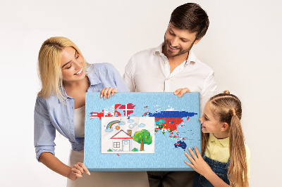 Quadro de aviso de cortiça Mapa de bandeiras