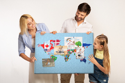 Quadro de aviso de cortiça Mapa de bandeiras