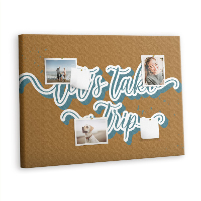 Quadro de aviso de cortiça Vamos fazer uma viagem