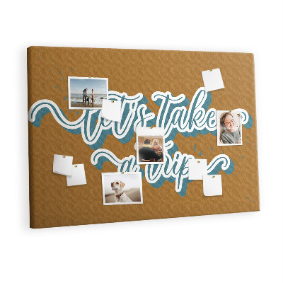 Quadro de aviso de cortiça Vamos fazer uma viagem