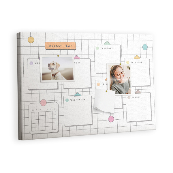 Quadro em cortiça Plano semanal