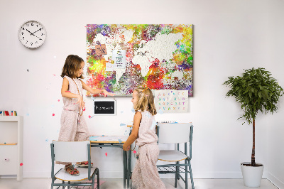 Quadro de aviso de cortiça Mapa em aquarela