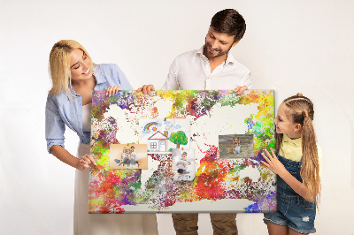 Quadro de aviso de cortiça Mapa em aquarela