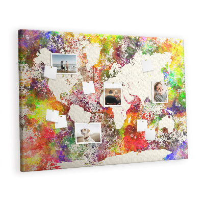 Quadro de aviso de cortiça Mapa em aquarela