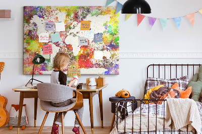 Quadro de aviso de cortiça Mapa em aquarela