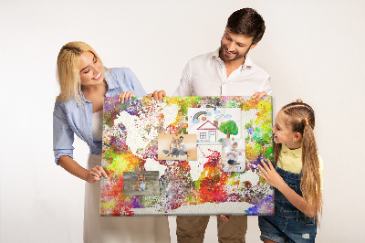 Quadro de aviso de cortiça Mapa em aquarela