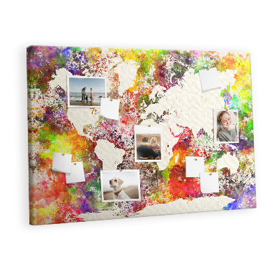 Quadro de aviso de cortiça Mapa em aquarela