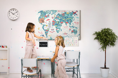 Painel em cortiça Mapa ilustrado