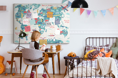 Painel em cortiça Mapa ilustrado