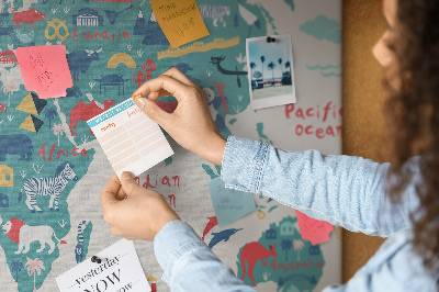 Painel em cortiça Mapa ilustrado