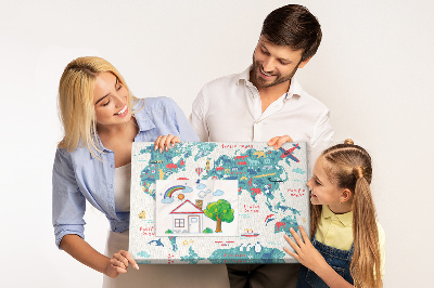 Painel em cortiça Mapa ilustrado