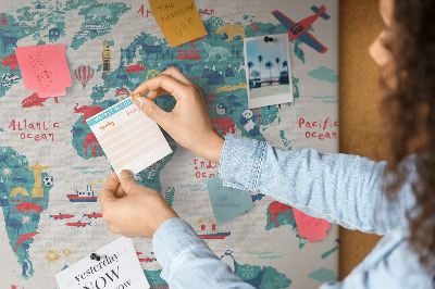 Painel em cortiça Mapa ilustrado