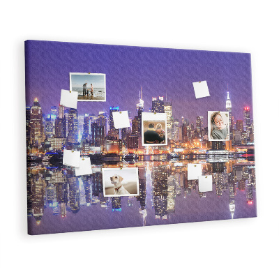 Quadro de aviso de cortiça Cidade à noite