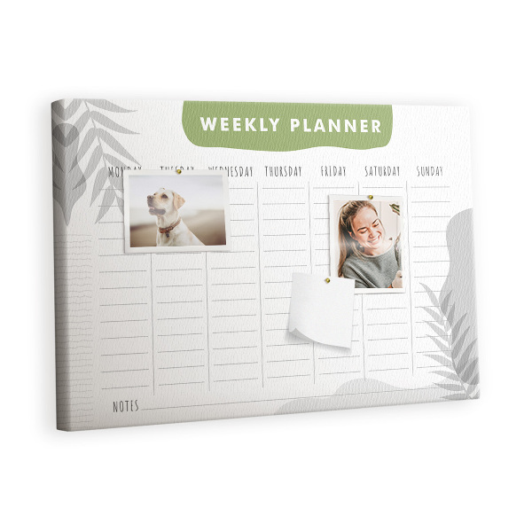 Painel em cortiça Plano semanal