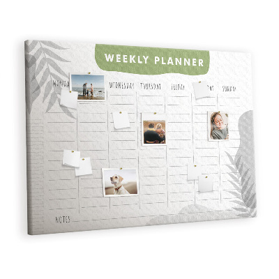 Painel em cortiça Plano semanal