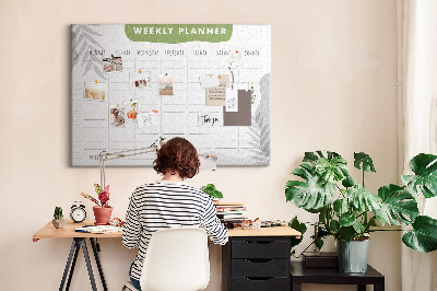 Painel em cortiça Plano semanal