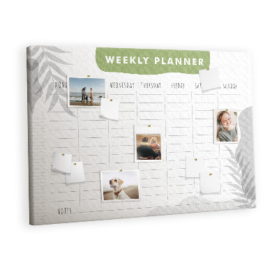 Painel em cortiça Plano semanal