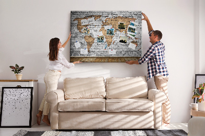Quadro de aviso de cortiça Mapa estilo sala