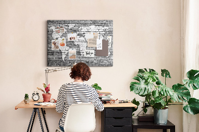 Quadro em cortiça Mapa-múndi em tijolos