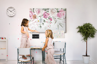 Quadro de aviso de cortiça Rosas em aquarela