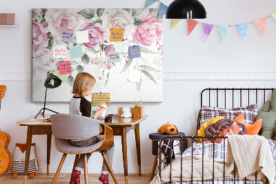 Quadro de aviso de cortiça Rosas em aquarela