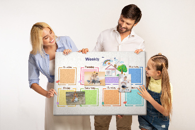 Painel em cortiça Planejador semanal