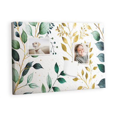 Quadro de aviso de cortiça Padrão de folhas de plantas