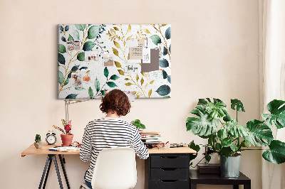 Quadro de aviso de cortiça Padrão de folhas de plantas