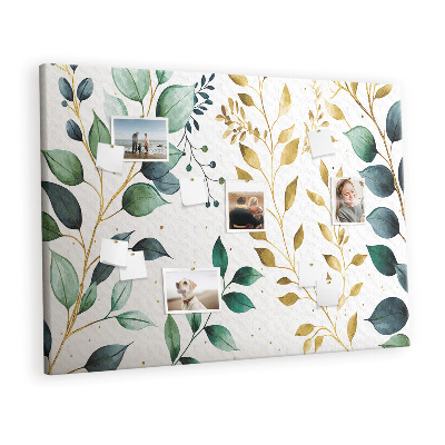 Quadro de aviso de cortiça Padrão de folhas de plantas