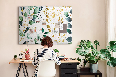 Quadro de aviso de cortiça Padrão de folhas de plantas