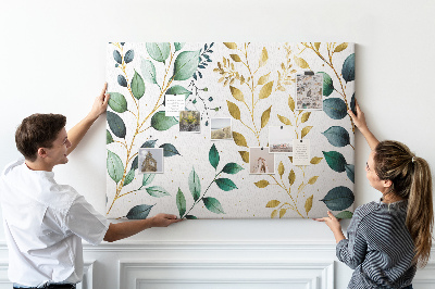 Quadro de aviso de cortiça Padrão de folhas de plantas