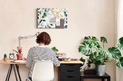 Quadro de aviso de cortiça Padrão de folhas de plantas