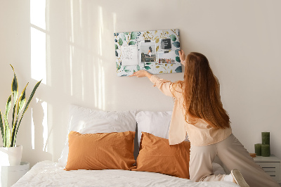 Quadro de aviso de cortiça Padrão de folhas de plantas