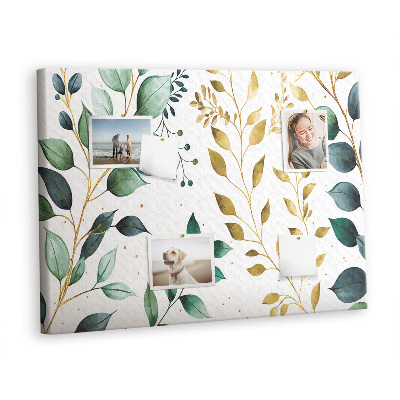 Quadro de aviso de cortiça Padrão de folhas de plantas