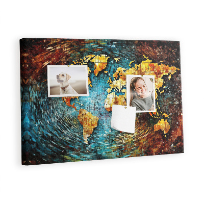 Quadro de aviso de cortiça Um mundo de caos