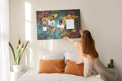 Quadro de aviso de cortiça Um mundo de caos