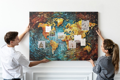 Quadro de aviso de cortiça Um mundo de caos