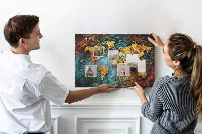 Quadro de aviso de cortiça Um mundo de caos