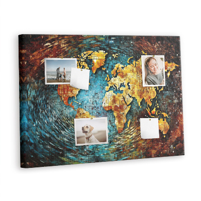 Quadro de aviso de cortiça Um mundo de caos