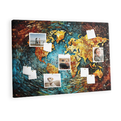 Quadro de aviso de cortiça Um mundo de caos