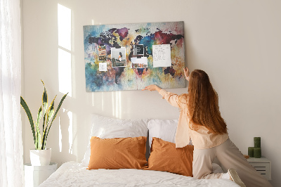 Quadro de aviso de cortiça Mapa em aquarela