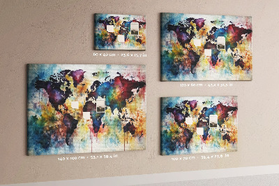 Quadro de aviso de cortiça Mapa em aquarela