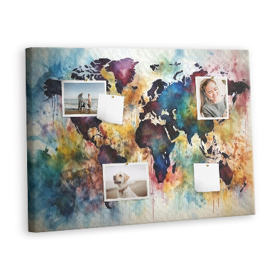 Quadro de aviso de cortiça Mapa em aquarela