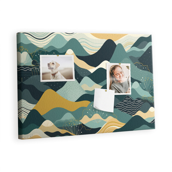 Quadro de aviso de cortiça Montanhas ilustrativas