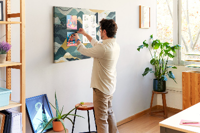 Quadro de aviso de cortiça Montanhas ilustrativas